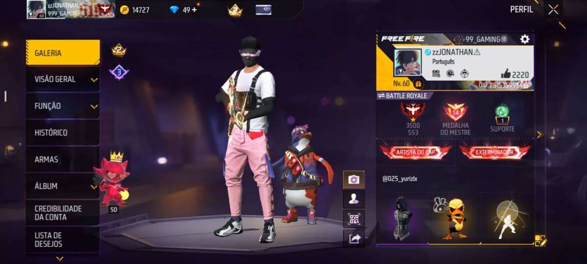 Conta de free fire gemada