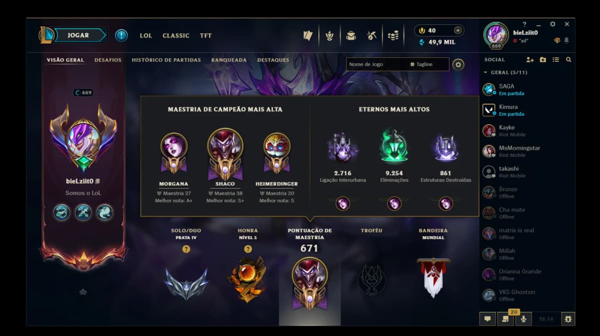 CONTA LEAGUE OF LEGENDS LEVEL 600 MAIN SHACO SUPORTE