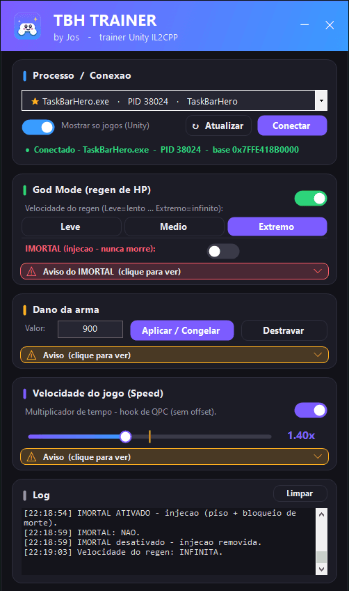 Task Bar Hero (TBH) Hack Vida infinita + Dano infinito - Licença Trial 2h