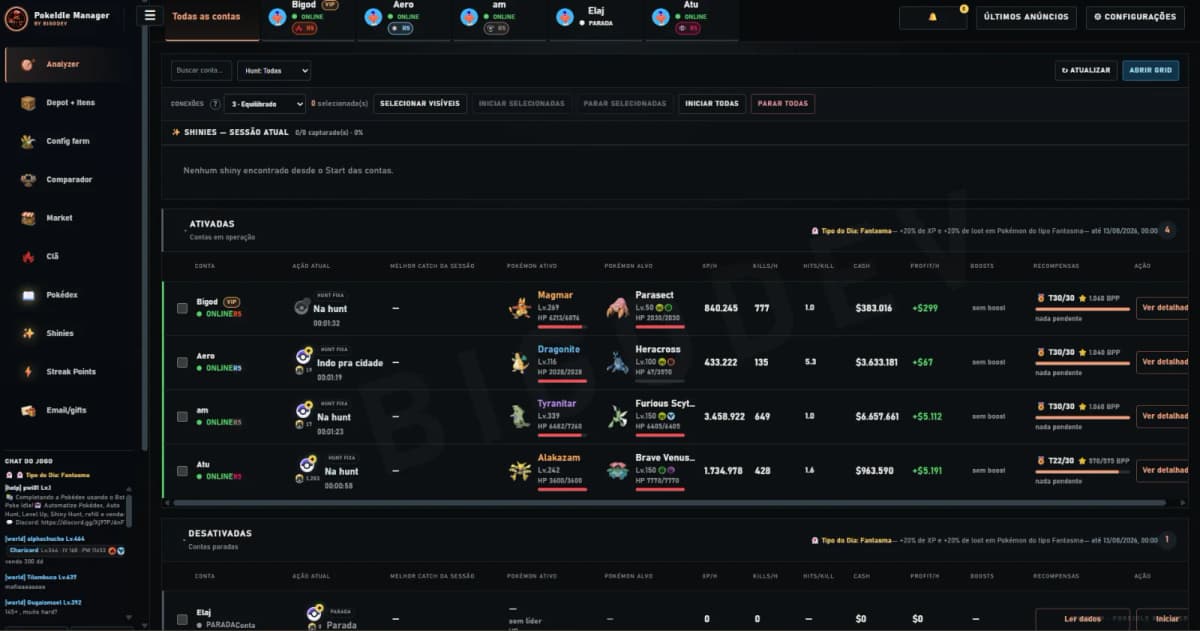 PokeIdle Manager Premium | Automação Completa | Até 4 Contas simultâneas