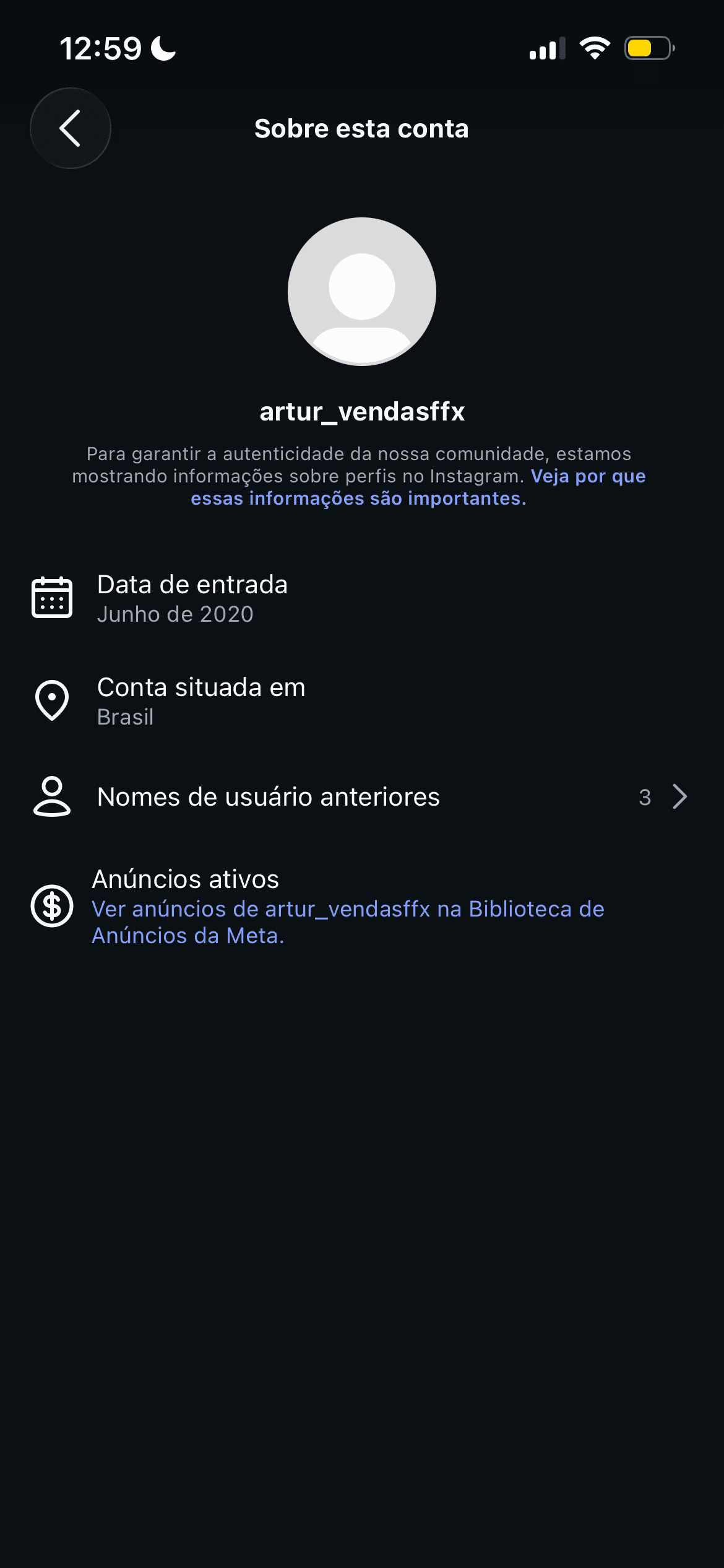 Conta Instagram antiga 2020 — R$80
